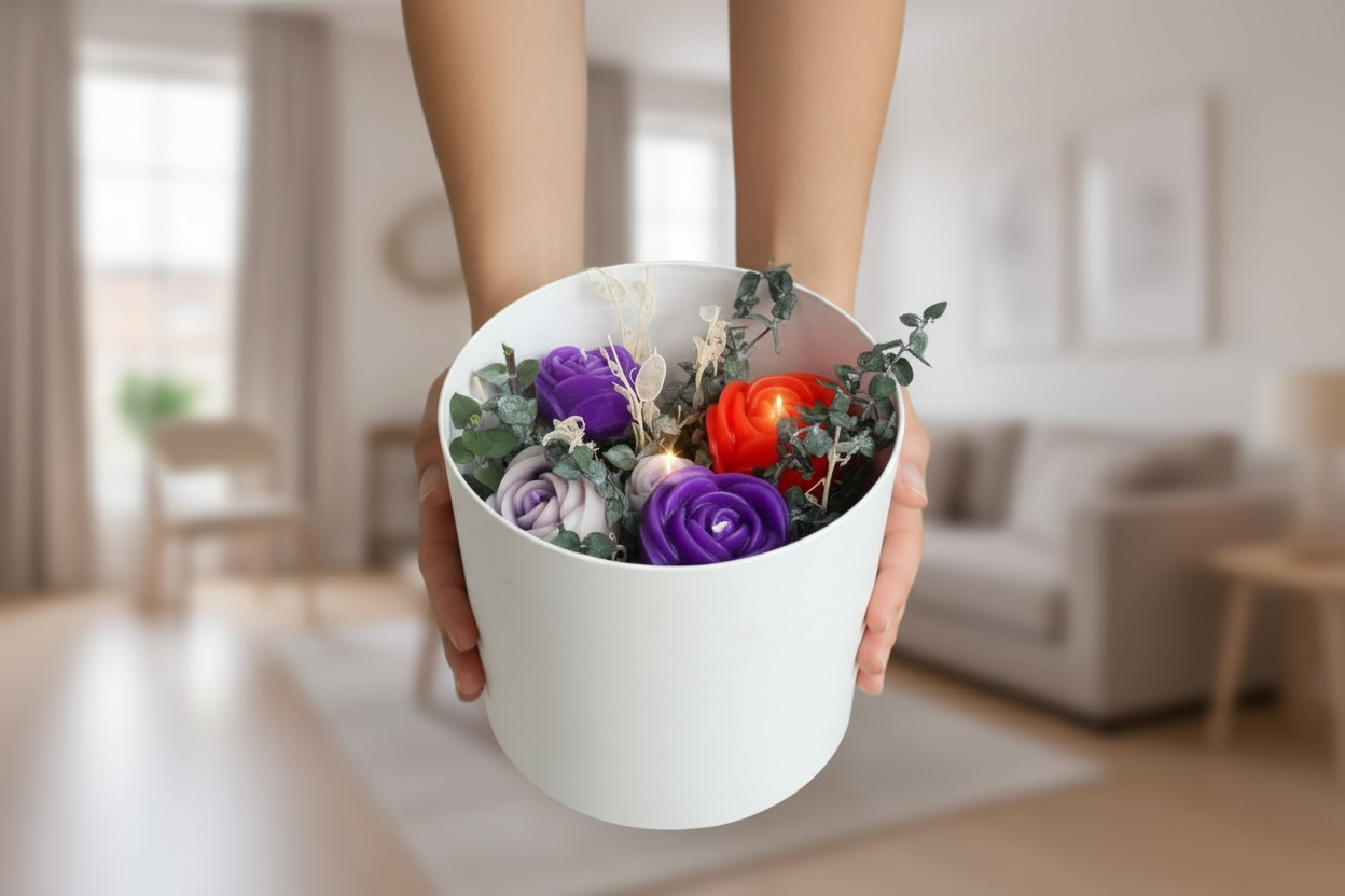 Saf Gül Yağı Dokunuşu El Yapımı Doğal Mum