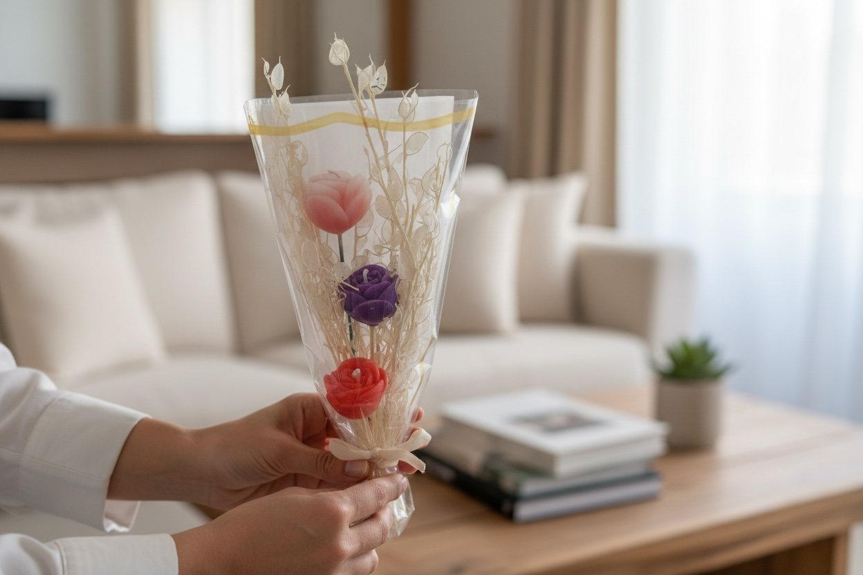 Renk Seçenekli Gül Zarafeti El Yapımı Doğal Mum