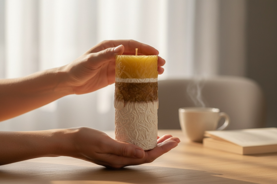 Amber ve Limon Enerjisi El Yapımı Doğal Mum