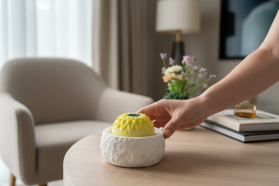 Limon ve Zambak Ferahlığı Özel Kaplı El Yapımı Doğal Mum