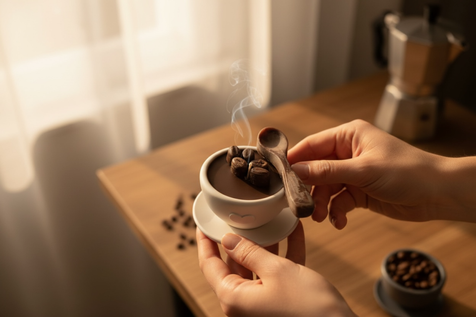 Kahve Çekirdeği Esintisi Özel Kaplı El Yapımı Doğal Mum