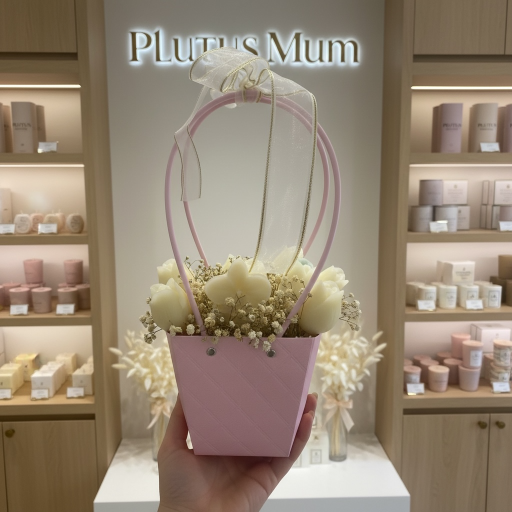 Zambak Dokunuşu Çiçek Şekilli El Yapımı Mum Buketi