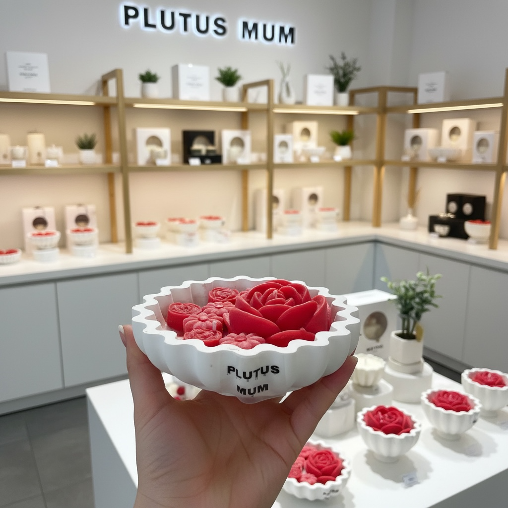 Gül Yağı Büyüsü Gül Detaylı Özel Kaplı El Yapımı Doğal Mum
